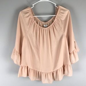BarIII ruffle off shoulder blouse pink blush Xl